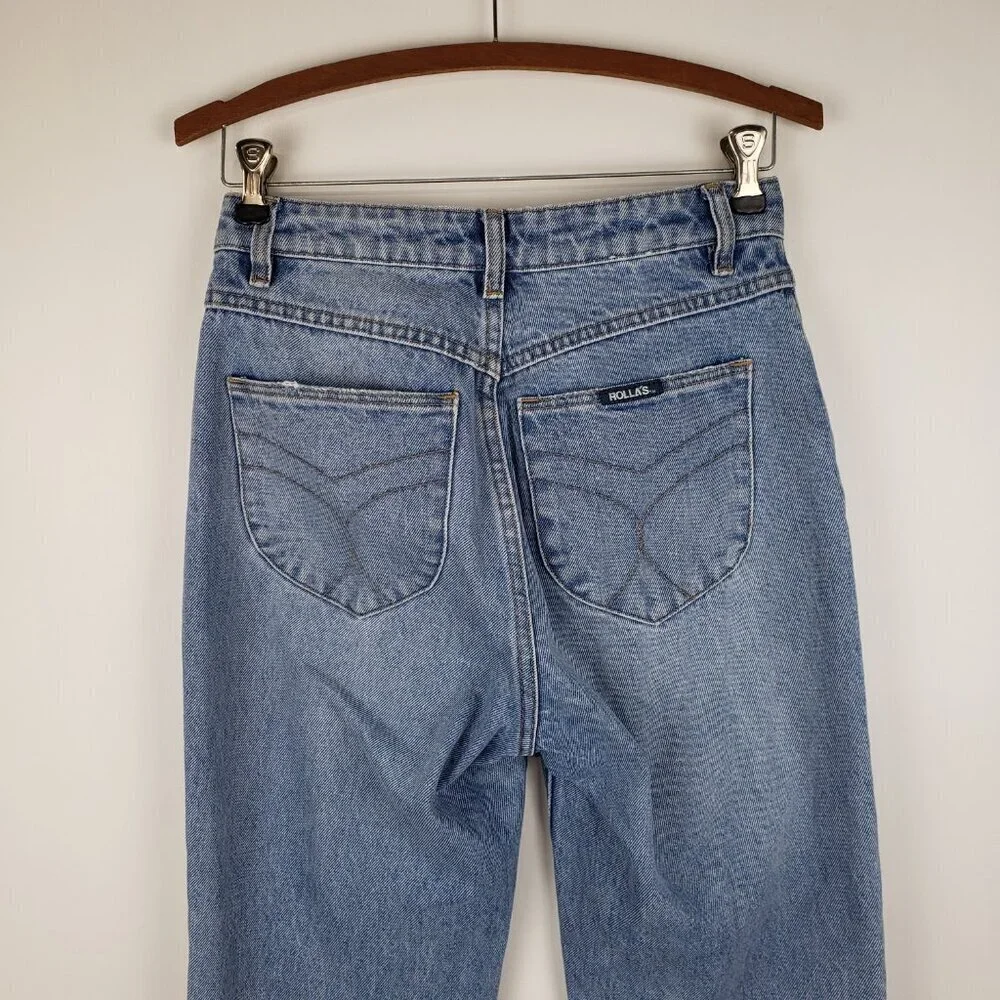 Rolla's Eastcoast Flare Jeans High Rise Distressed Medium Wash Womens Size 27